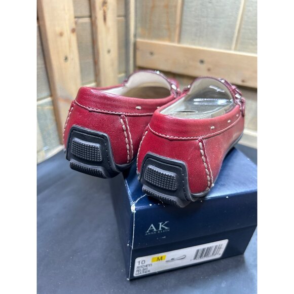 Anne Klein Red Leather Ritchey1 Loafers Size 10 M Womens Slip-On Driving Shoes - Picture 5 of 9